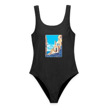 Rhodes Grèce Vintage Voyage Poster WPA Souvenir - Maillot de bain femme - noir - Devant - AI Model Female 172 light (172cm)