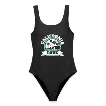 California Love USA Staat Amerika Kalifornierin - Frauen Badeanzug - Schwarz - Vorne - AI Model Female 172 light (172cm)