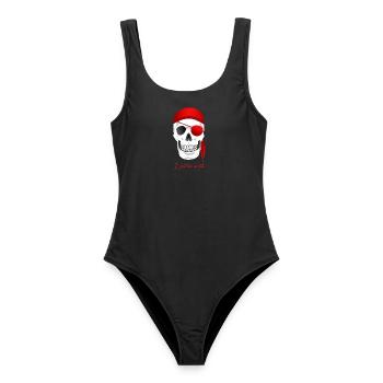 Totenkopf Pirat - Frauen Badeanzug - Schwarz - Vorne - AI Model Female 172 light (172cm)