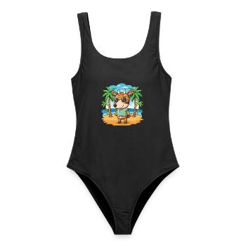 Lunettes de soleil de plage d’été de dessin animé drôle drôle okapi - Maillot de bain femme - noir - Devant - AI Model Female 172 light (172cm)