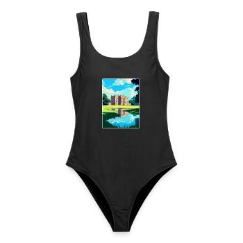 Attingham Park Shropshire Reiseposter Souvenir - Frauen Badeanzug - Schwarz - Vorne - AI Model Female 172 light (172cm)