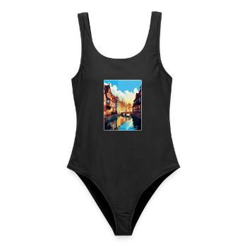 Colmar France Vintage Travel Poster WPA Souvenir - Women's Swimsuit - black - Front - AI Model Female 172 light (172cm)