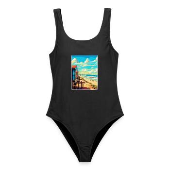 Zandvoort Niederlande Vintage Reiseplakat WPA - Frauen Badeanzug - Schwarz - Vorne - AI Model Female 172 light (172cm)