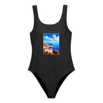 Hydra Griechenland Vintage Reiseposter WPA Souvenir - Frauen Badeanzug - Schwarz - Vorne - AI Model Female 172 light (172cm)