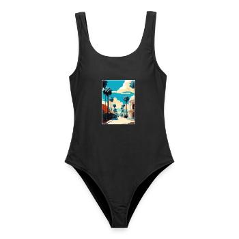 Beverly Hills Kalifornien Vintage Reiseposter WPA - Frauen Badeanzug - Schwarz - Vorne - AI Model Female 172 light (172cm)