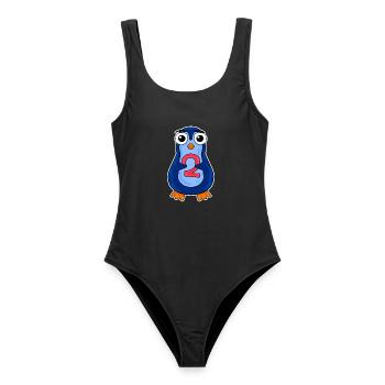 penguin 2 jahre alt - Zwei - Nummer 2 - 2 Klasse - Frauen Badeanzug - Schwarz - Vorne - AI Model Female 172 light (172cm)