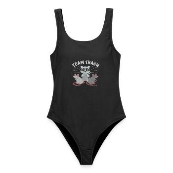 Team Trash Racoon Lover - Frauen Badeanzug - Schwarz - Vorne - AI Model Female 172 light (172cm)