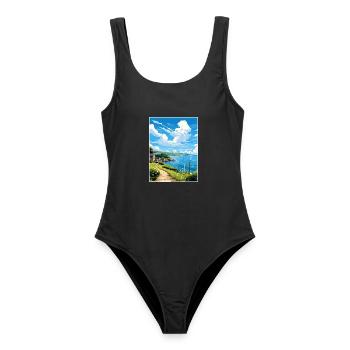 St Mawes Michaels Mount Cornwall Reiseposter - Frauen Badeanzug - Schwarz - Vorne - AI Model Female 172 light (172cm)