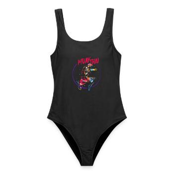 Unerschrockene Muay Thai Kämpferin - Frauen Badeanzug - Schwarz - Vorne - AI Model Female 172 light (172cm)