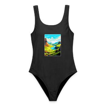 Isle Of Skye Schottland UK Vintage Reiseposter WPA - Frauen Badeanzug - Schwarz - Vorne - AI Model Female 172 light (172cm)