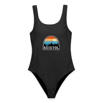 Bristol England Flagge Skyline Reisesouvenir - Frauen Badeanzug - Schwarz - Vorne - AI Model Female 172 light (172cm)