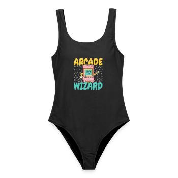 Arcade Spiele Video Spiel Spiel Nerd Streamer - Frauen Badeanzug - Schwarz - Vorne - AI Model Female 172 light (172cm)