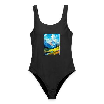 Mountains Poland Vintage Travel Poster WPA - Women's Swimsuit - black - Front - AI Model Female 172 light (172cm)