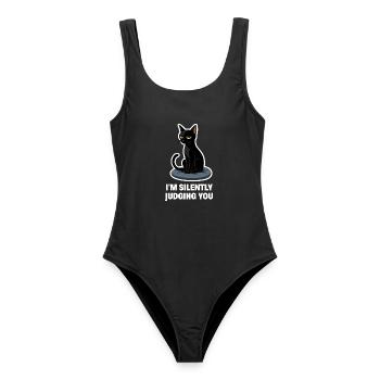 Je ne fais que te juger – Sarcastic Black Cat Design - Maillot de bain femme - noir - Devant - AI Model Female 172 light (172cm)