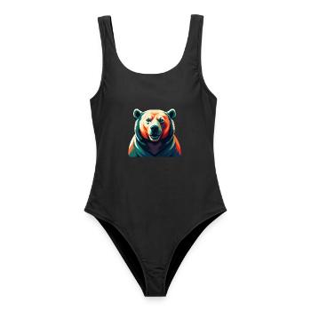 Polar Bear Cartoon Character Colorful Pet Animal - Women's Swimsuit - black - Front - AI Model Female 172 light (172cm)
