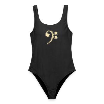 Bass Clef Vintage - Lustiges Musikliebhabergeschenk - Frauen Badeanzug - Schwarz - Vorne - AI Model Female 172 light (172cm)