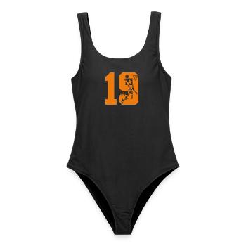 NUMMER 19 BASKETBALL 19. GEBURTSTAG - Frauen Badeanzug - Schwarz - Vorne - AI Model Female 172 light (172cm)