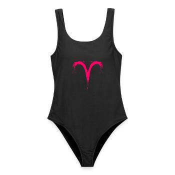 Sternzeichen Widder Aris Symbol Rosa Pink - Frauen Badeanzug - Schwarz - Vorne - AI Model Female 172 light (172cm)