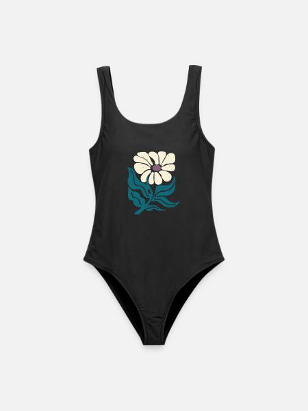 Retro-Blume - Frauen Badeanzug - Schwarz