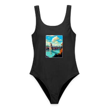 Bristol England Uk Vintage Travel Poster Souvenir - Women's Swimsuit - black - Front - AI Model Female 172 light (172cm)