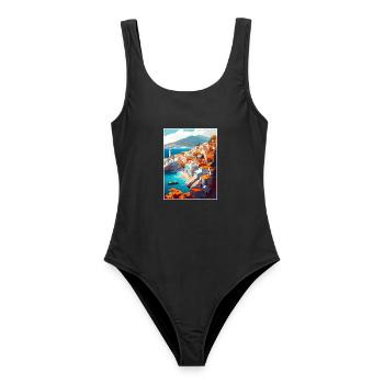 Hydra Griechenland Dekoration Vintage Reiseposter WPA - Frauen Badeanzug - Schwarz - Vorne - AI Model Female 172 light (172cm)