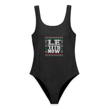 Le Tits Now Funny Ugly Christmas Pattern - Frauen Badeanzug - Schwarz - Vorne - AI Model Female 172 light (172cm)