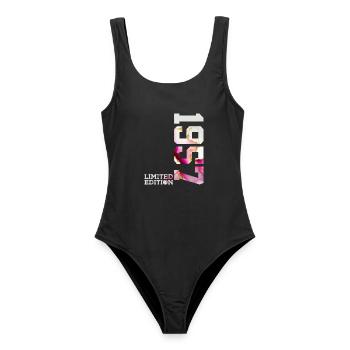 69TH BIRTHDAY 69 YEARS LIMITED EDITION 1957 - Women's Swimsuit - black - Front - AI Model Female 172 light (172cm)