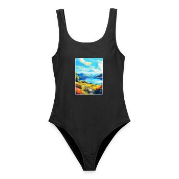 Loch Lomond Nationalpark Reiseplakat Souvenir - Frauen Badeanzug - Schwarz - Vorne - AI Model Female 172 light (172cm)