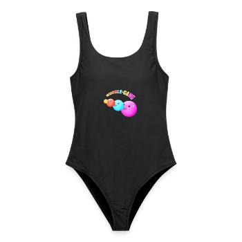 Kaugummiblasen Comic Figuren Bubble Gum - Frauen Badeanzug - Schwarz - Vorne - AI Model Female 172 light (172cm)