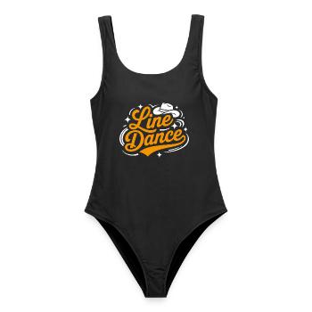 Line Dance mein Hobby - meine Passion - mein Ding - Frauen Badeanzug - Schwarz - Vorne - AI Model Female 172 light (172cm)