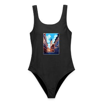 Weimar Germany Vintage Travel Poster Souvenir WPA - Women's Swimsuit - black - Front - AI Model Female 172 light (172cm)