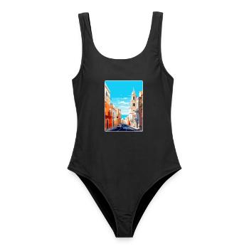 Cadix Espagne Affiche de voyage vintage WPA Art Souvenir - Maillot de bain femme - noir - Devant - AI Model Female 172 light (172cm)