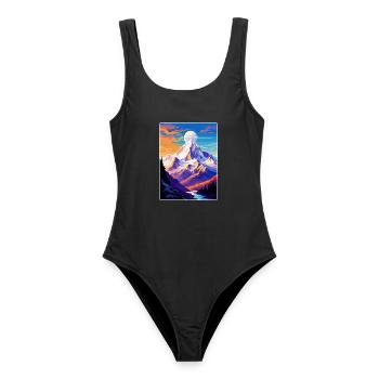 Mont Blanc Mountain Europe Vintage Travel Poster - Women's Swimsuit - black - Front - AI Model Female 172 light (172cm)