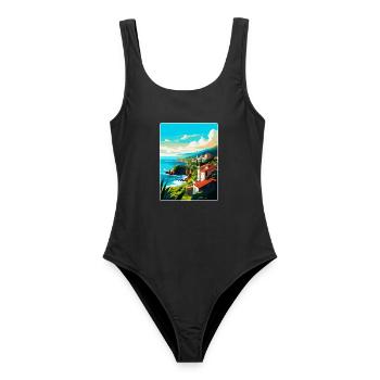 Affiche de voyage vintage de Sao Miguel Portugal Souvenir - Maillot de bain femme - noir - Devant - AI Model Female 172 light (172cm)