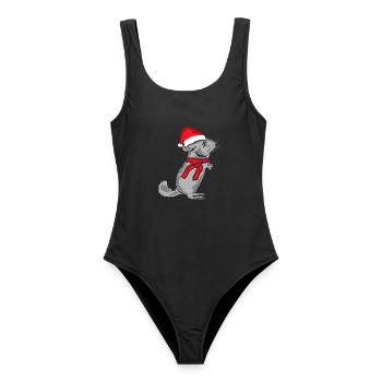 Verschmuste Chinchilla Weihnachtszeit - Frauen Badeanzug - Schwarz - Vorne - AI Model Female 172 light (172cm)