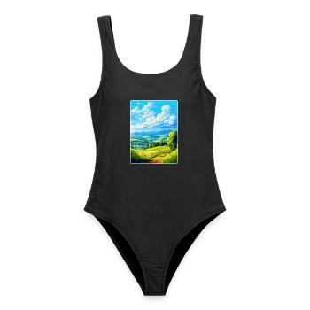 Upper Palatinate Germany Vintage Travel Poster WPA - Women's Swimsuit - black - Front - AI Model Female 172 light (172cm)
