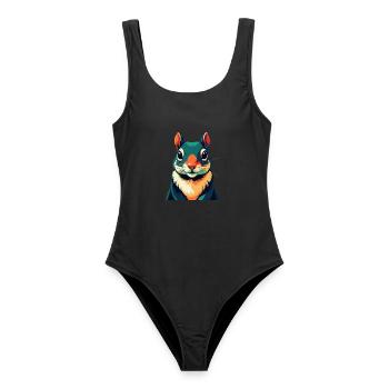 Squirrel Cartoon Character Colorful Pet Animal - Women's Swimsuit - black - Front - AI Model Female 172 light (172cm)