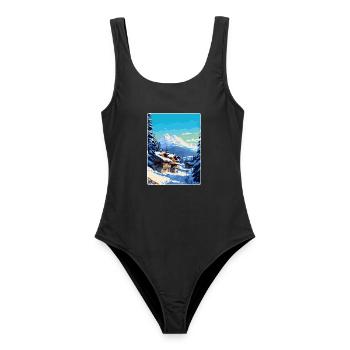 Megève France Affiche de voyage vintage WPA Souvenir - Maillot de bain femme - noir - Devant - AI Model Female 172 light (172cm)