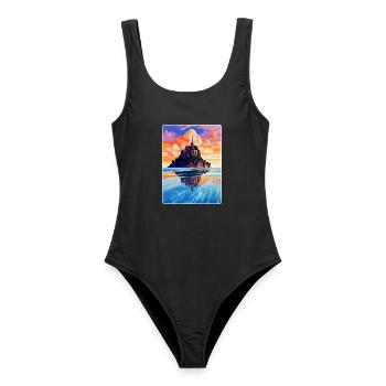 Mont Saint Michel Frankreich Vintage Reiseposter WPA - Frauen Badeanzug - Schwarz - Vorne - AI Model Female 172 light (172cm)