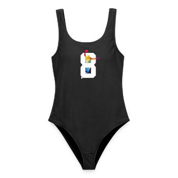 NUMMER 8 BASKETBALL 8. GEBURTSTAG - Frauen Badeanzug - Schwarz - Vorne - AI Model Female 172 light (172cm)