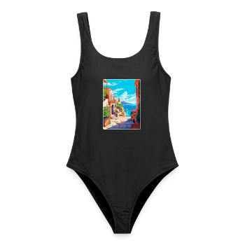 Rhodes Grèce Vintage Voyage Poster WPA Souvenir - Maillot de bain femme - noir - Devant - AI Model Female 172 light (172cm)