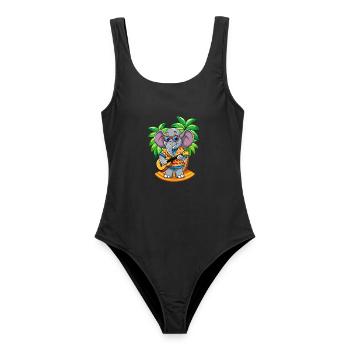 Lustige Elefant Cartoon Sommer Strand Sonnenbrille - Frauen Badeanzug - Schwarz - Vorne - AI Model Female 172 light (172cm)