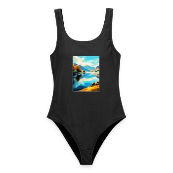 Ullswater Lake District Reiseposter Souvenir WPA - Frauen Badeanzug - Schwarz - Vorne - AI Model Female 172 light (172cm)