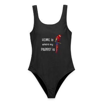 Home is where my Parrot is - Roter Ara - Frauen Badeanzug - Schwarz - Vorne - AI Model Female 172 light (172cm)