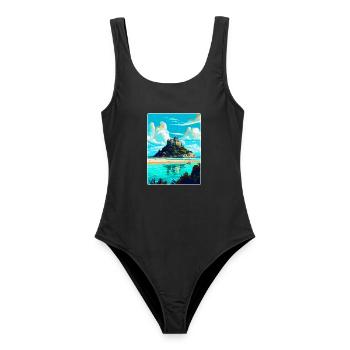 St Michaels Mount England Uk Travel Poster WPA - Women's Swimsuit - black - Front - AI Model Female 172 light (172cm)