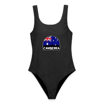 Canberra Australien Flagge Skyline Silhouette Reisen - Frauen Badeanzug - Schwarz - Vorne - AI Model Female 172 light (172cm)