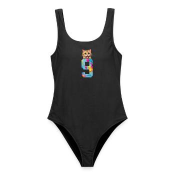 9 YEARS OLD CAT 9TH BIRTHDAY - Women's Swimsuit - black - Front - AI Model Female 172 light (172cm)