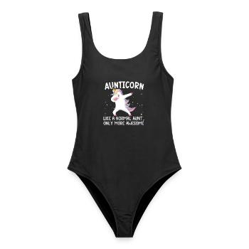 Aunticorn Tante Einhorn Coole Tante - Frauen Badeanzug - Schwarz - Vorne - AI Model Female 172 light (172cm)