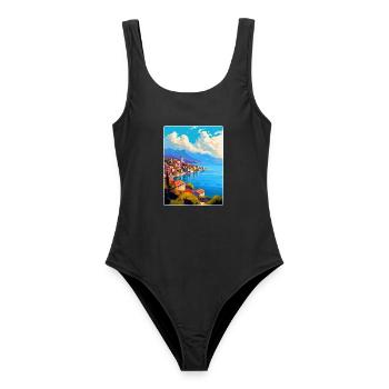 Ohrid Nordmazedonien Vintage Reiseposter WPA - Frauen Badeanzug - Schwarz - Vorne - AI Model Female 172 light (172cm)