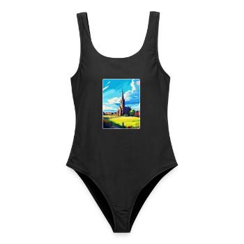 St Andrews, Écosse, Royaume-Uni, Affiche de voyage, Souvenir WPA - Maillot de bain femme - noir - Devant - AI Model Female 172 light (172cm)